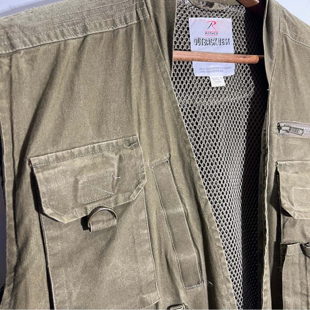 Rothco Outback Vest Men’s Large Green Hiking Hunting Safari Utility Carg… - Picture 3 of 10